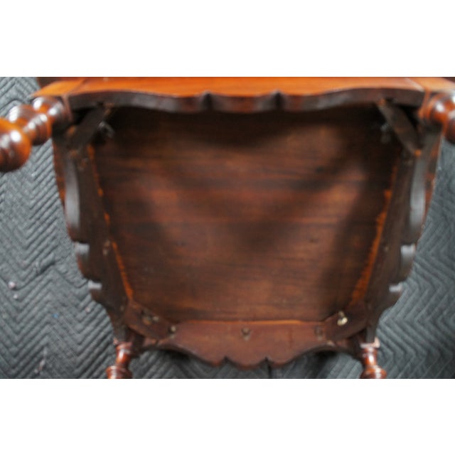 Antique Victorian Mahogany 2 Tier Serpentine Barley Twist Parlor Table For Sale - Image 11 of 13