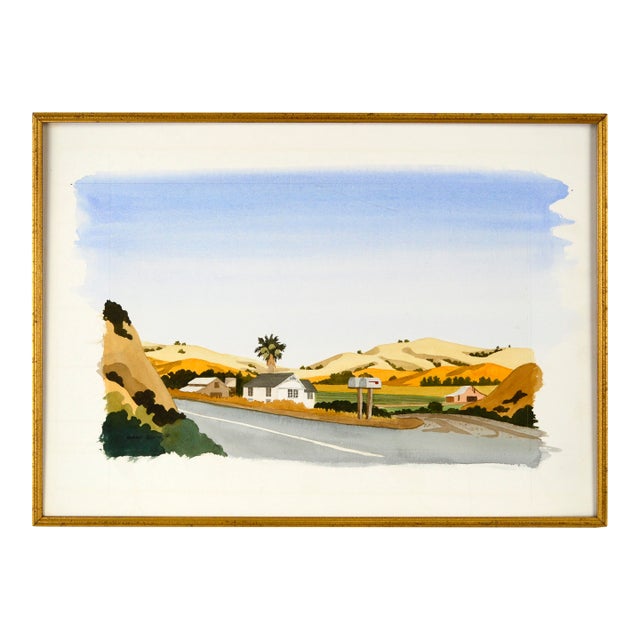 San Jose Hills Watercolor on Paper by Robert Sugita For Sale