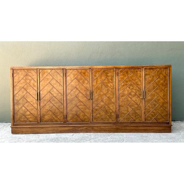 Vintage American of Martinsville Chevron Wood Credenza For Sale - Image 13 of 13