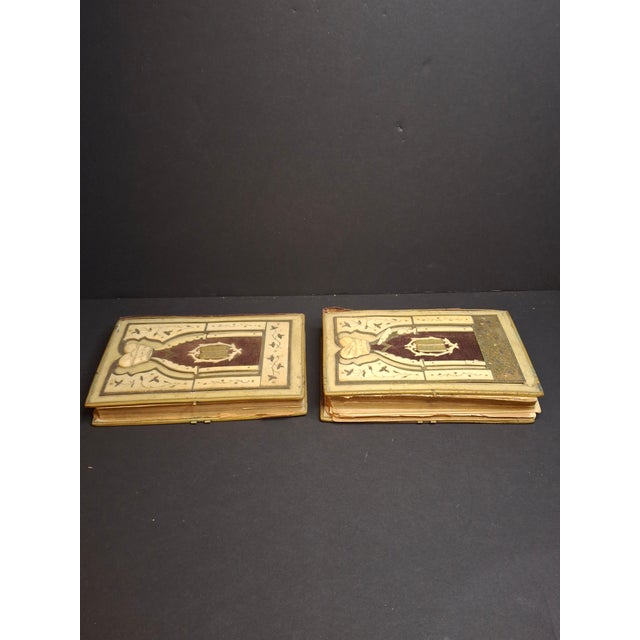 Antique 1893 Vienna Machzor Set Rosh Hashanah Yom Kippur Bone Brass Velvet Binding For Sale - Image 11 of 17