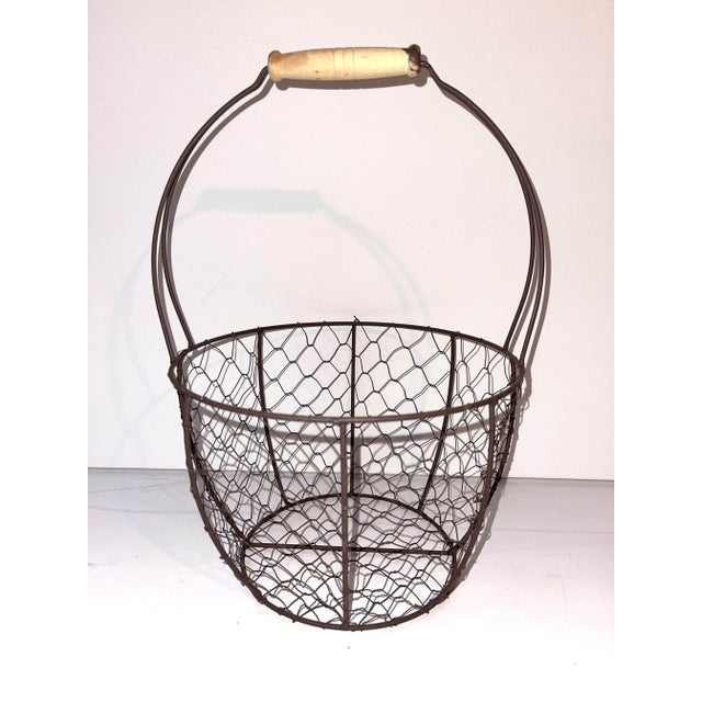 1940s Vintage French Deco Iron Wire Egg Basket For Sale - Image 5 of 7