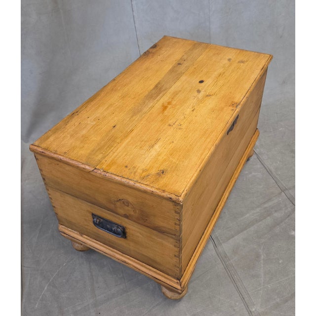 Antique Circa 1900 German Natural Pine Blanket Chest For Sale - Image 4 of 15