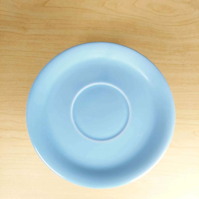 Blue Vintage 1930s Mid Century Modern Pacific Pottery Arcadia Delph Blue Cup & Saucer Set, California Usa- 2 Pieces For Sale - Image 8 of 10