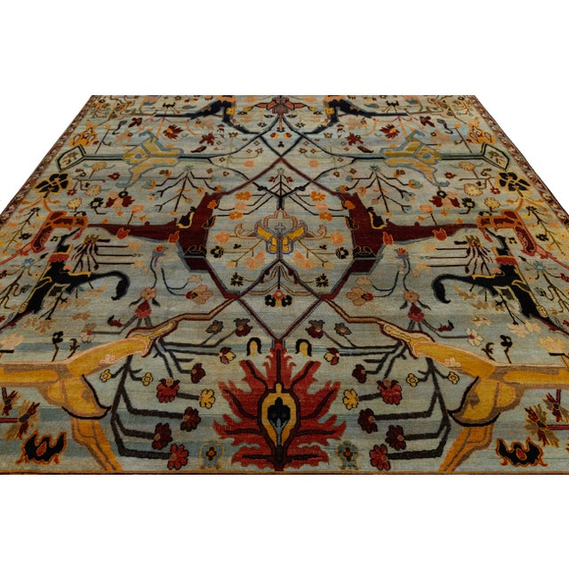 9x12 Modern Persian Bidjar Style Hand-Knotted Wool Rug Mirrored Arboreal Motif For Sale - Image 9 of 11
