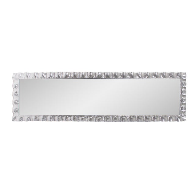 2020s La Bailadora Bright Silver Ruffled Metal Dressing Mirror For Sale - Image 5 of 11