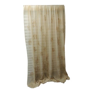 Sheer Embroidered Ecru Color Curtain Panel For Sale