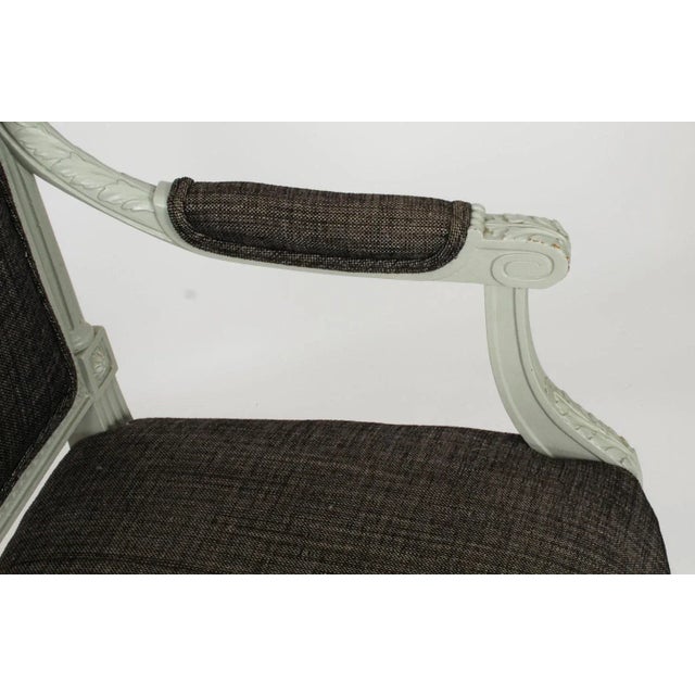 Vintage Louis XVI Revival Blue Grey Painted Dining Chairs, 1950s, Set of 10 For Sale - Image 16 of 18