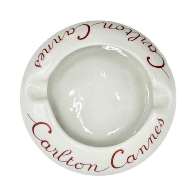 Vintage Carlton Cannes France Hotel White Porcelain Ashtray For Sale - Image 10 of 13