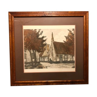 Early 20th Century Village Church Numbered Etching by Paul Louis Guilbert, Framed For Sale