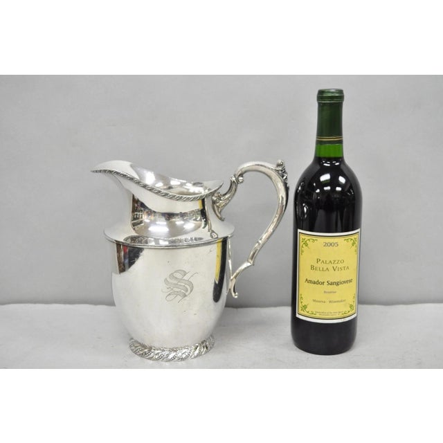Vintage Victorian Silver Plated Melford Lemonade Water Pitcher with "S" Monogram. Circa Mid 20th Century. Measurements:...