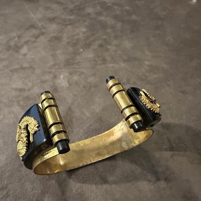 Metal 1930 Antique Jean Painlevé Art Deco Bakelite and Brass Seahorses French Bracelet For Sale - Image 7 of 14