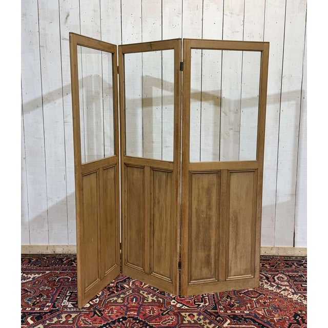 Brown Antique 19th Century English Folding Screen with Pine Doors For Sale - Image 8 of 10