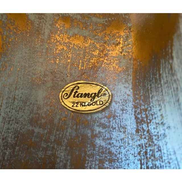 Gold Vintage 1960s Mid-Century Modern Stangle Pottery Pear Bowl 22k Gold Original Sticker For Sale - Image 8 of 9