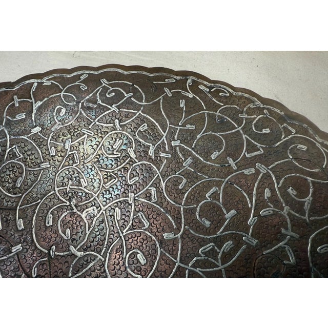 Copper Thick Antique Handmade Middle Eastern Sterling Silver Copper Decorative Plate For Sale - Image 8 of 10