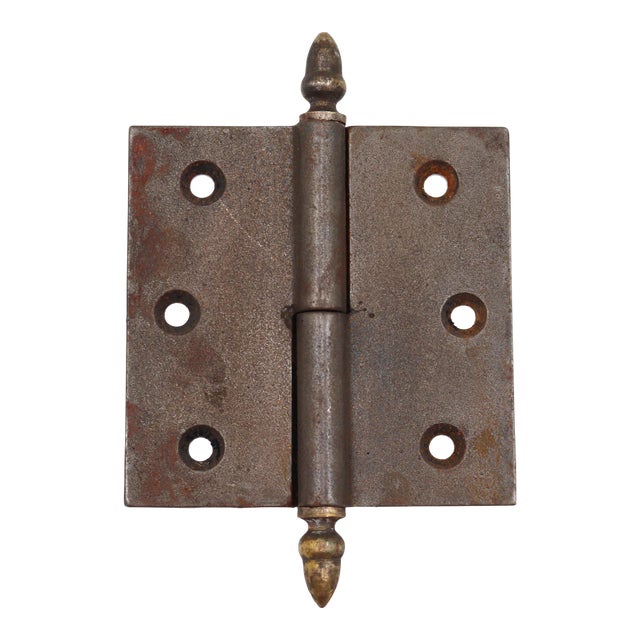 Antique 3.5 X 3.5 In. Cast Iron Right Acorn Tip Lift Off Door Hinge For Sale