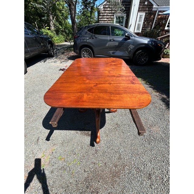 1980s Monumental Vintage Walnut Dining Table With Queen Anne Style Pedestals For Sale - Image 5 of 18