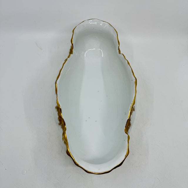 Vintage Bavarian Gold Trimmed Porcelain Oval Claw Foot Bowl For Sale In New York - Image 6 of 10