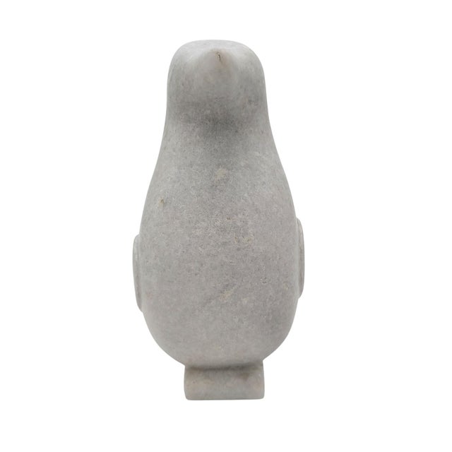 Early 21st Century Solid Carved White Marble Penguin Sculpture 10" Tall For Sale - Image 5 of 6