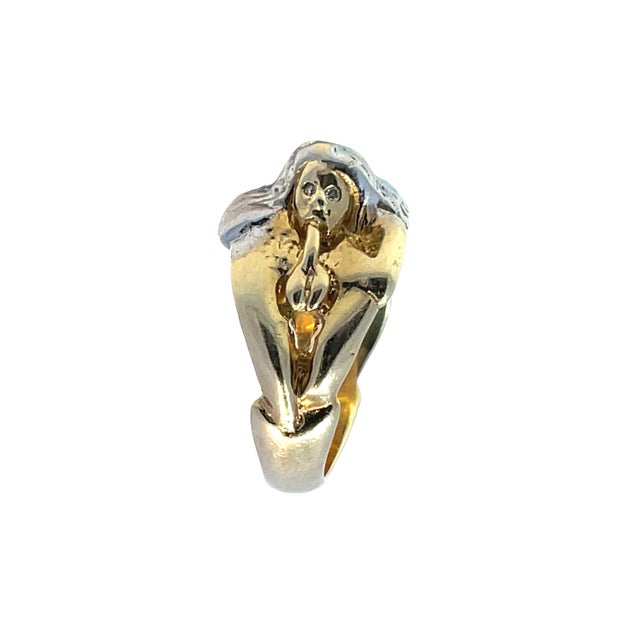 14k Yellow & White Gold Bold Sculptural Ring, Size 8 For Sale - Image 4 of 7