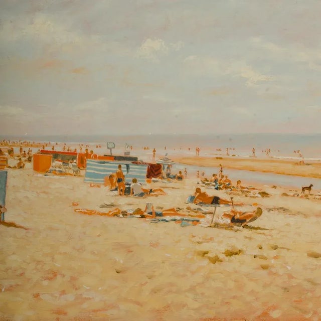 Tan Early 20th Century European Beach Scene Oil Painting by Willem Helfferich For Sale - Image 8 of 13