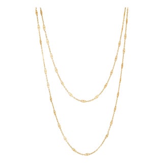 Antique Portuguese Long Guard Chain Necklace 19k Yellow Gold 74" Extra Long For Sale