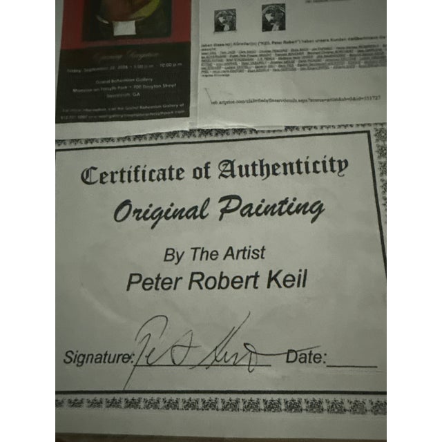 1970s Peter Keil Early Cubist Profile Painting on Newsprint For Sale In Atlanta - Image 6 of 6