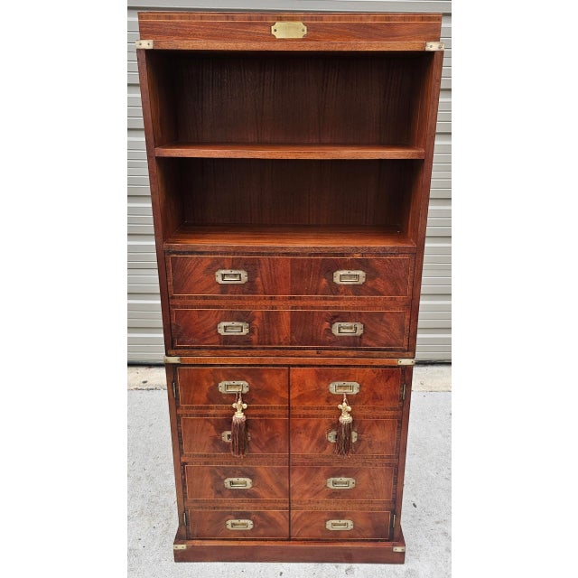 Mid 20th Century Mid 20th Century Vintage 2-Door Diminutive Faux Campaign Drawers Secretary For Sale - Image 5 of 12