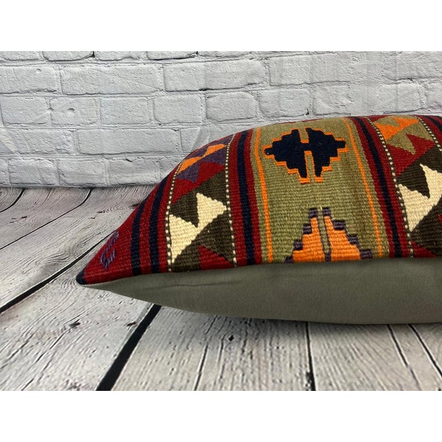 1960s 16 x 24 Kilim Pillow Cappadocian Twilight Turkish Pillow Cushion Cover For Sale - Image 5 of 5