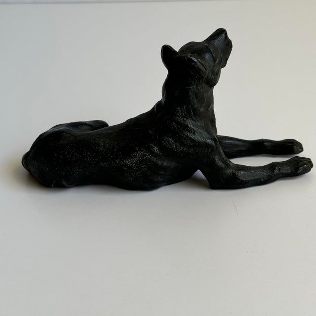 Vintage Great Dane Statue Bronze Tone Metal Cast Iron Dog Figurine For Sale - Image 6 of 10