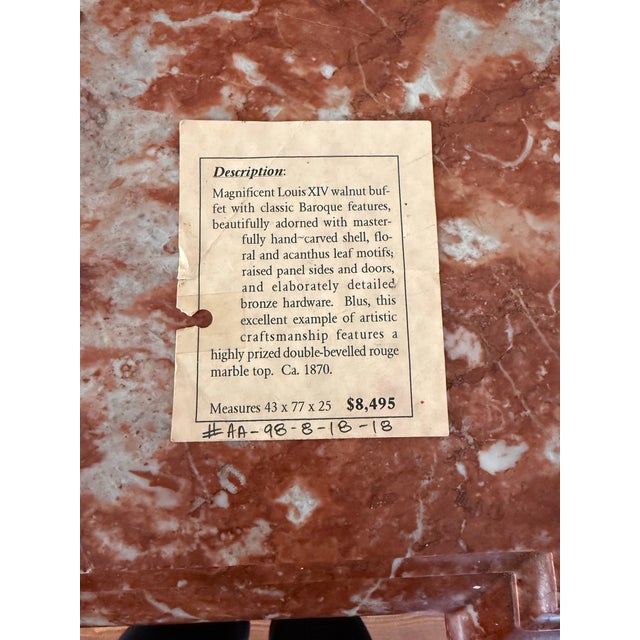 Brown Antique Louis XIV Marble Top Buffet For Sale - Image 8 of 12