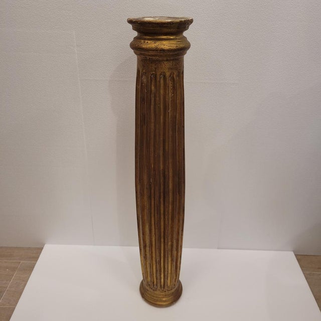 Column Altarpiece Fragment in Carved and Gilded Wood, 19th Century For Sale - Image 4 of 15