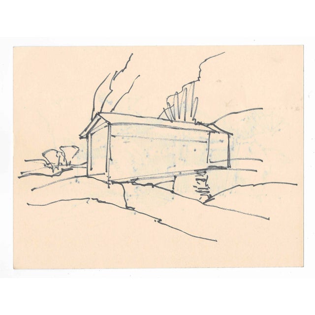 Double sided architectural drawing by Norman Kent. . Born in Pittsburgh, American artist Norman Kent (1903 - 1972)...