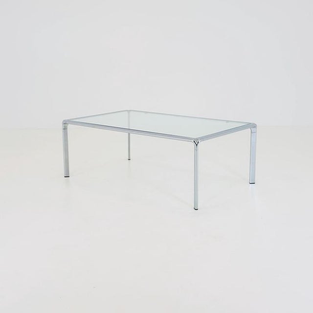 Set of 2 Mid Century Bauhaus Coffee Tables, Chrome & Thick Glass, Italian Design, 1980s, A rare matching set of two...