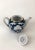 Central Asian Hand-Painted Porcelain Tea Set in Cobalt Blue & Gold, 1960s, Set of 8 For Sale - Image 4 of 12