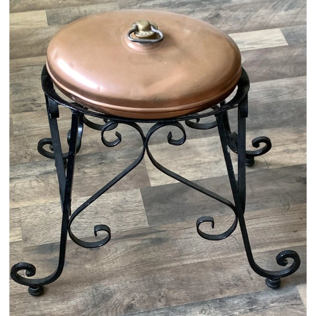 Antique German Copper Oval Hot Water Bottle Bed Foot Warmer on Wrought Iron Stand Chairish