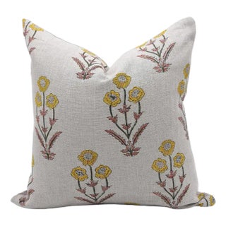 Floral Home Decor Thick Linen Cushion Cover 14x14 Inch- Amitabh For Sale