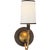 Thomas O'Brien for Visual Comfort Signature Elkins Sconce in Bronze and Hand-Rubbed Antique Brass with Linen Shade with Black Trim For Sale