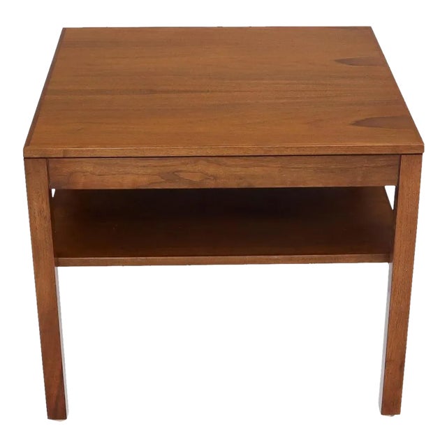 Mid-Century Modern Walnut Rectangle Two Tier End Table For Sale