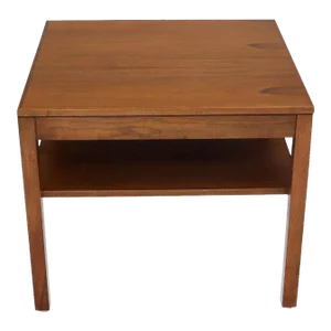 Mid-Century Modern Walnut Rectangle Two Tier End Table