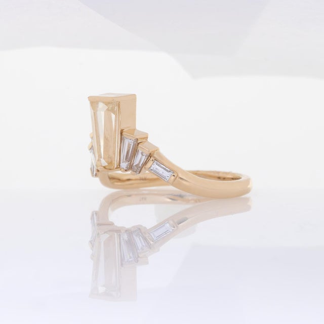 2020s 1.4Ct Canary Sapphire Ring With Lab Created Diamonds Accents: Solid 14k Gold, Size 6.75 For Sale - Image 5 of 8