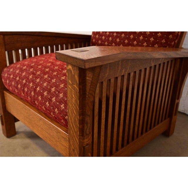 Brown Stickley Mission Oak Arts & Crafts Reclining Morris Lounge Chair For Sale - Image 8 of 13
