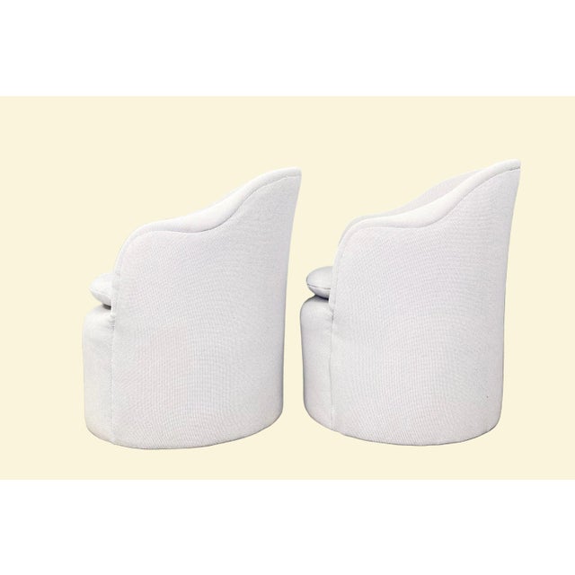 Textile Edward Wormley for Dunbar White Club Chairs, a Pair For Sale - Image 7 of 7
