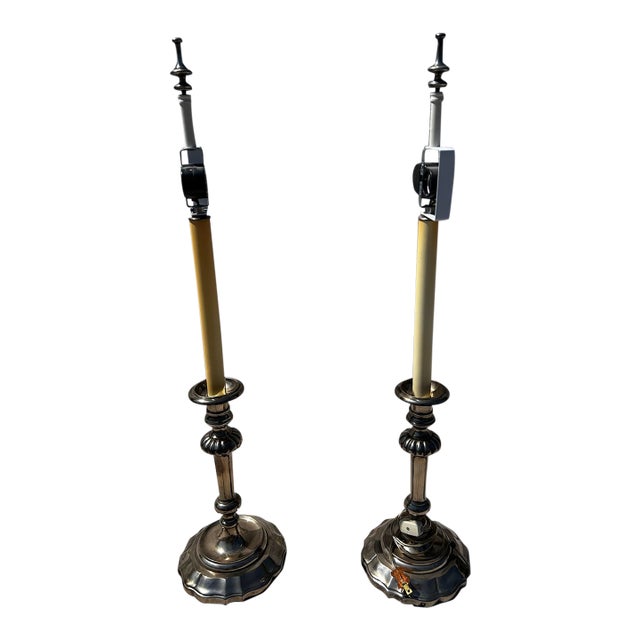 1920s Pair of Antique English Silver Plated Candlesticks For Sale