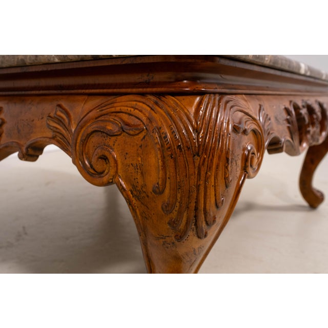Marble Top Sculpted Base Cocktail Coffee Table For Sale - Image 10 of 10