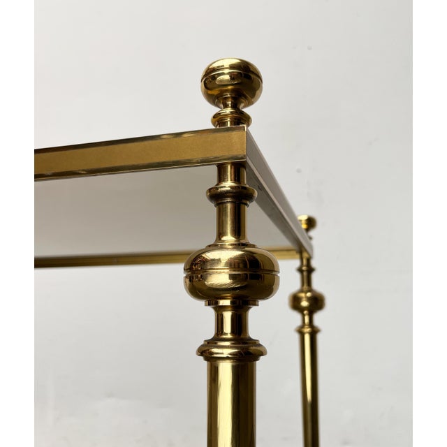 Mid-Century Neoclassical Hollywood Regency Style Brass and Glass Side or Bedside Tables attributed to Vereinigte Werkstätten, Germany, 1960s, Set of 2 For Sale - Image 18 of 18