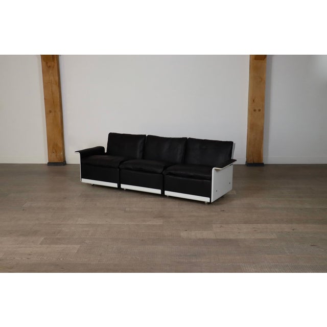 Model 620 Two Seater Sofa in Black Leather by Dieter Rams for Vitsoe, 1979 For Sale - Image 11 of 11