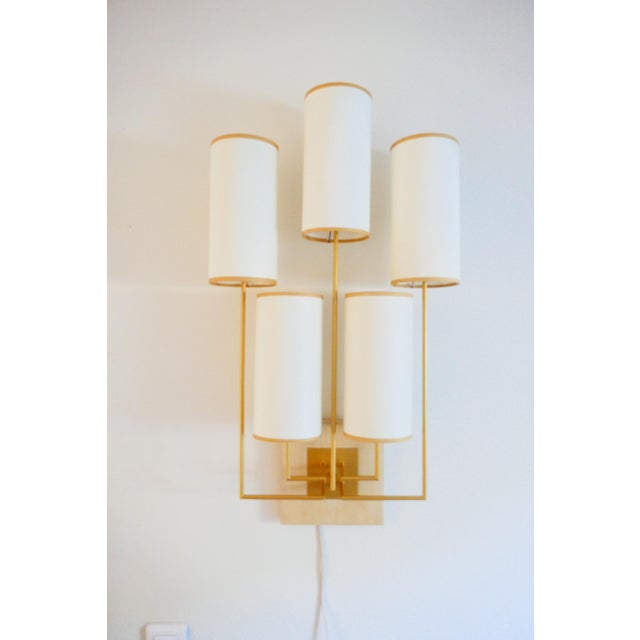 Contemporary Wall Sconce Tiges5 in Patinated Gold Metal and Fabric by Aymeric Lefort For Sale - Image 3 of 14
