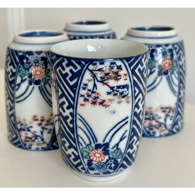 Gorgeous set of Four (4) vintage Japanese sake cups. I love the size and shape of these sake porcelain glasses as they can...