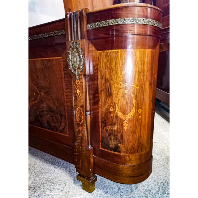 Wood Double Bed with Inlays in Worked Brass from Liberty For Sale - Image 7 of 18