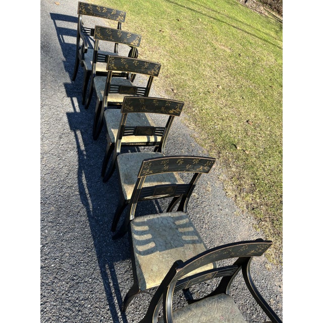 Chinoiserie Chinoiserie Painted Dining Chairs Set of 6 For Sale - Image 3 of 12